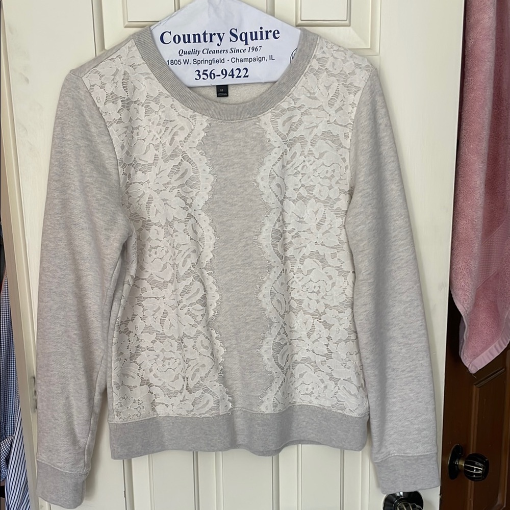 J. Crew Cream Lace Detail Sweatshirt